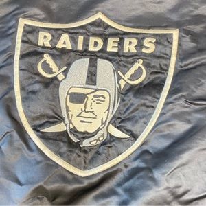 Vintage 90s Reebok LA Raiders Retro Bomber Quilted Black Classic Nylon Jacket 2X